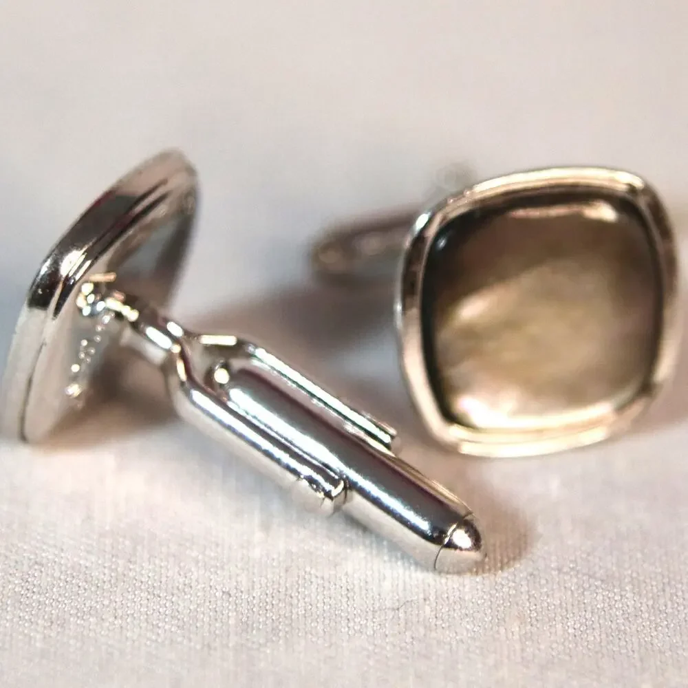 💎Swank Cufflinks Abalone Mother of Pearl On Silver Tone Metal